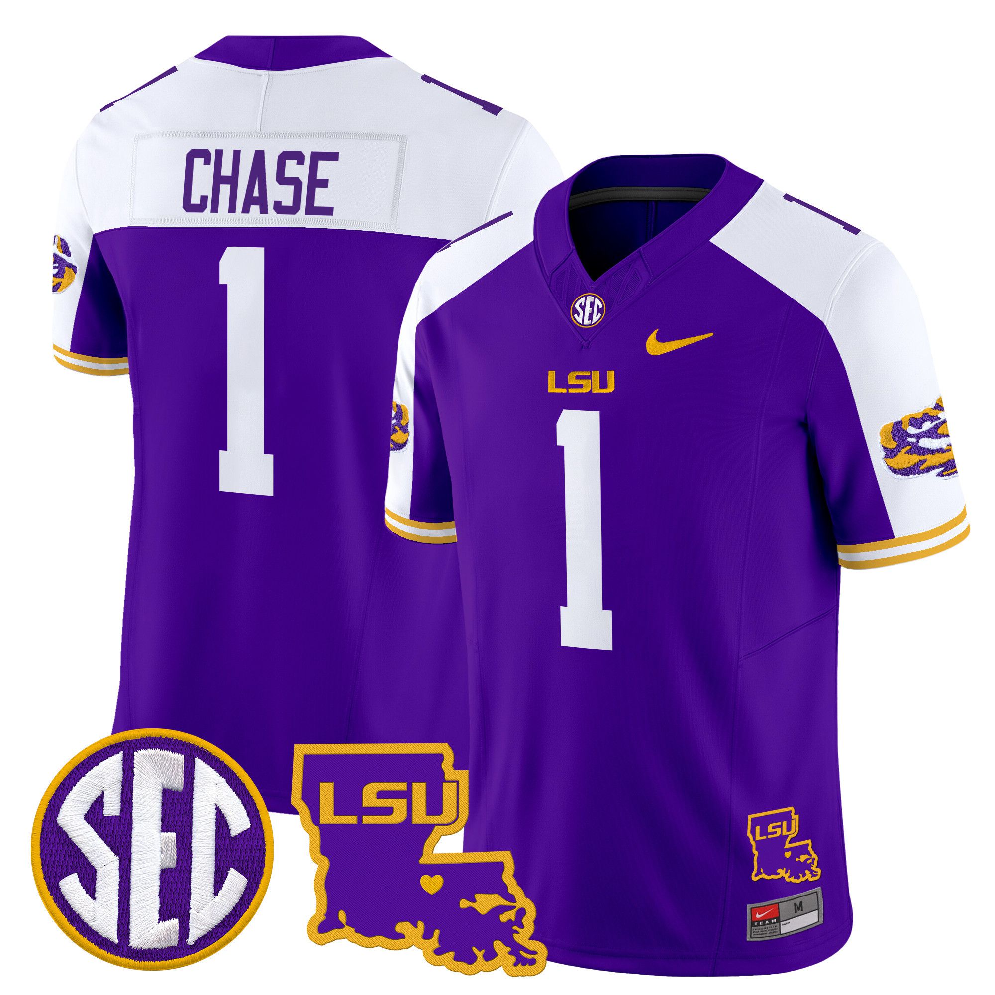 Men LSU Tigers #1 Chase Purple 2024 Nike Louisiana Patch Vapor Limited NCAA Jersey->indianapolis colts->NFL Jersey